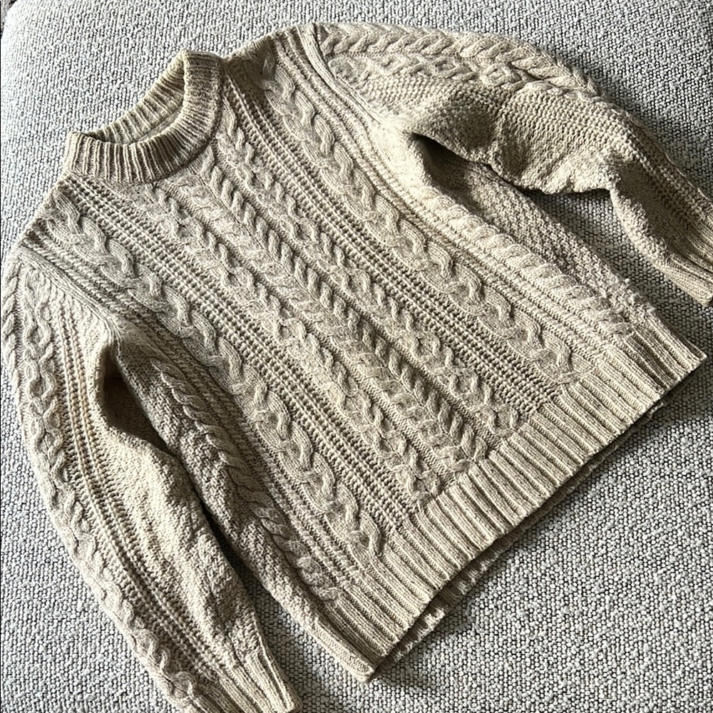 Ben Sherman Cream Cable Knit Crewneck Sweater